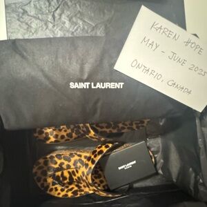 Saint Laurent Leopard Print Slippers